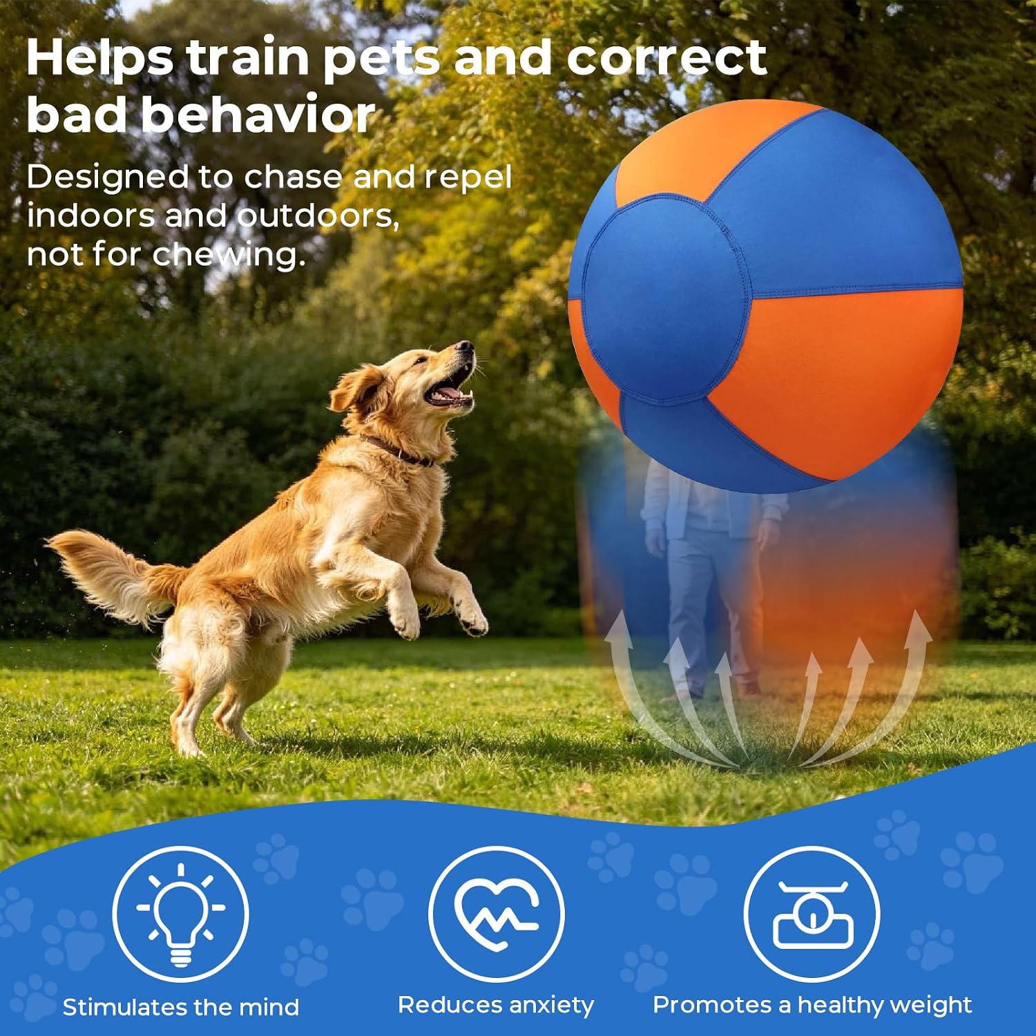 Herding Ball for Dogs, 23 Inch Upgraded Dog Push & Chase Ball with Thickened Bite & Tear Resistant Cover, Burst-Resistant Inner Ball, Outdoor Exercise Toy for Australian Shepherd Border Collie