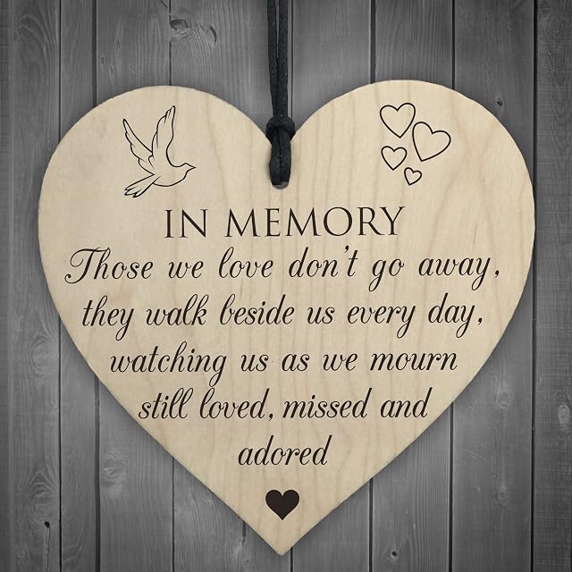 RED OCEAN In Memory Of Those We Love Wooden Hanging Heart Memorial Plaque Heaven Sign Gift