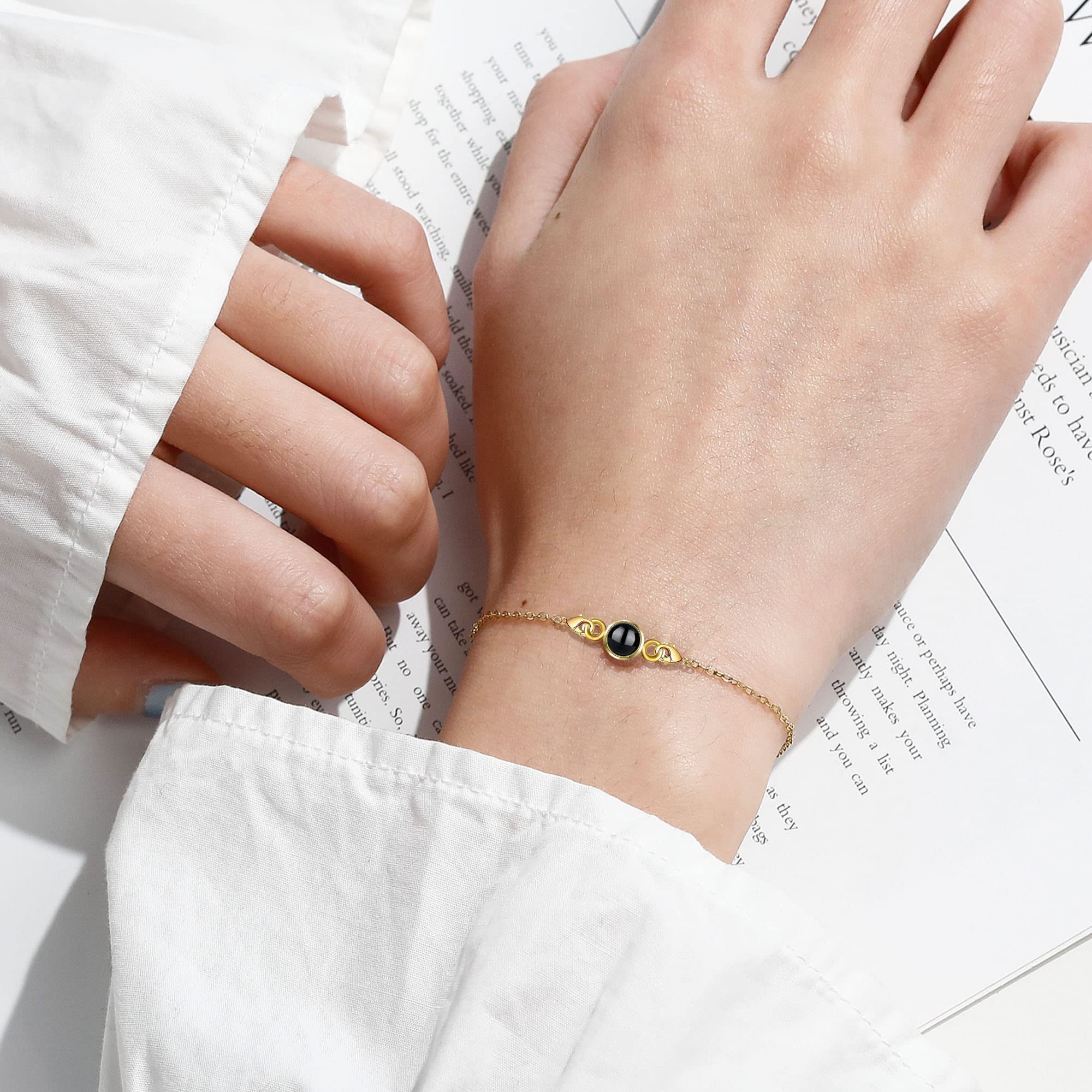 Bracciale personalizzato con foto e iniziali, proiezione delle parole TI AMO in 100 lingue - Regalo raffinato per compleanni e anniversari per donne