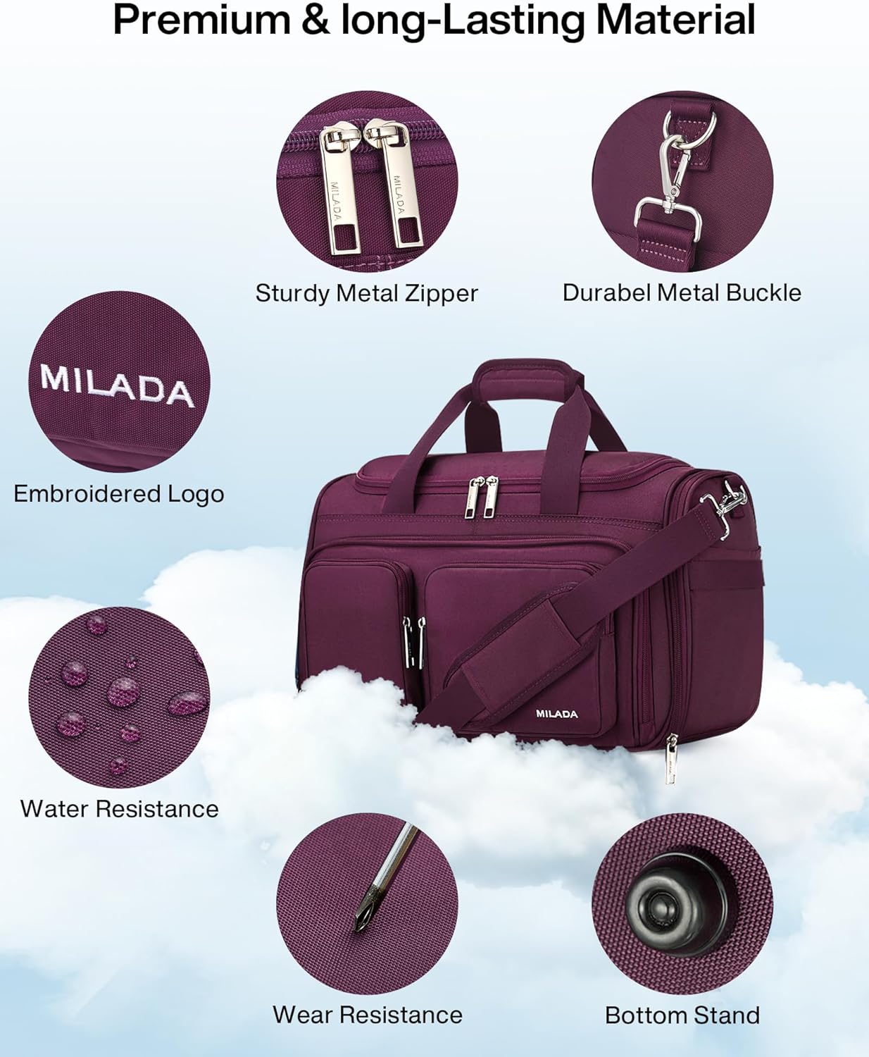 MILADA Underseat Carry On Luggage Bags for Travel Lightweight Foldable Carry On Bags for Airplanes Small Duffle Bag for Men Women TSA Approved Underseat Bag Travel Tote Bags, Purple - Image 7
