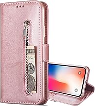 Nadoli Funda con tapa para Xiaomi Redmi Note 10 Pro, estilo retro con cierre de cremallera, piel sintética, estilo libro, con función atril, ranuras para tarjetas, cierre magnético, correa de mano