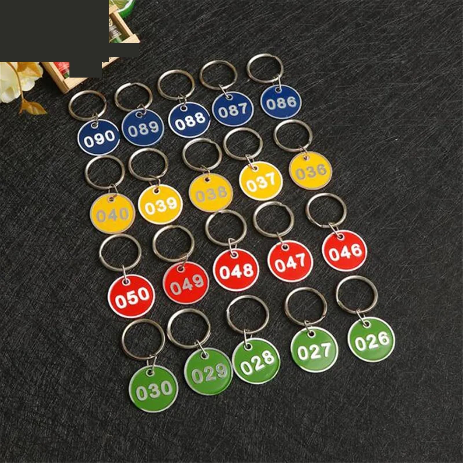 plastikowe plakietki z numerami, Aluminiowe znaczniki numeryczne Numery 1-200 Wielokolorowe opakowanie 100 sztuk(Yellow,100-200)