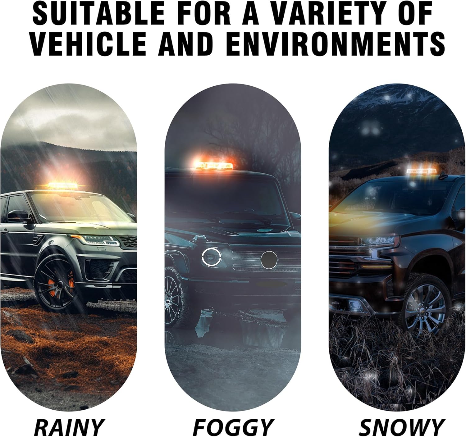 WINECO AMBER WHITE 72LED Roof Top Strobe Lights, High Visibility Emergency Safety Warning LED Mini Strobe Light bar with Magnetic for 12-24V Snow Plow, Trucks, Construction Vehicles