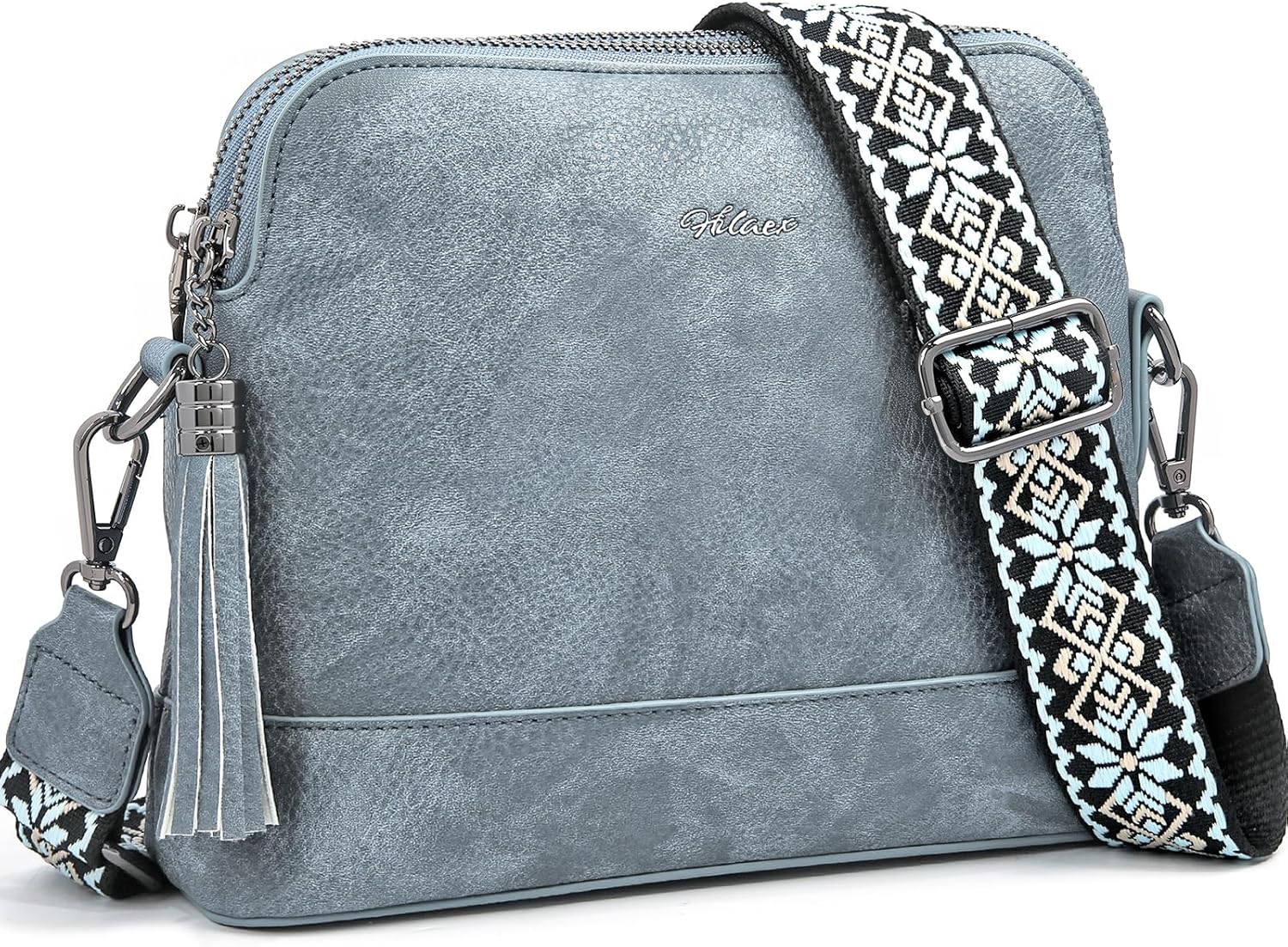 HILAEX Women's Leather Crossbody Bags Anti Theft Purses RFID Blocking Handbags Trendy Travel Adjustable Strap Tassel