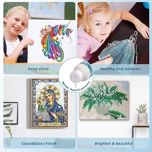 Miniatura 6 de Sellador de pintura de diamantes, paquete de 2 unidades de 8.1 fl oz, sellador de pegamento para pintura de diamantes 5D de 8.1 fl oz, efecto