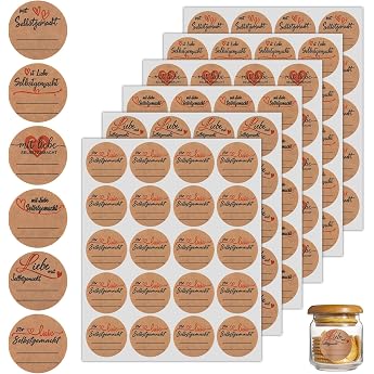 Pack of 600 Self-Adhesive Round Jam Jars 3.8 cm