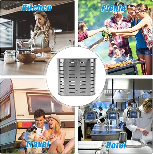 Miniatura 6 de Kichvoe Soporte resistente para utensilios de cocina, palillos, escurridor de secado y cesta de fregadero para almacenamiento de cucharas y tenedores