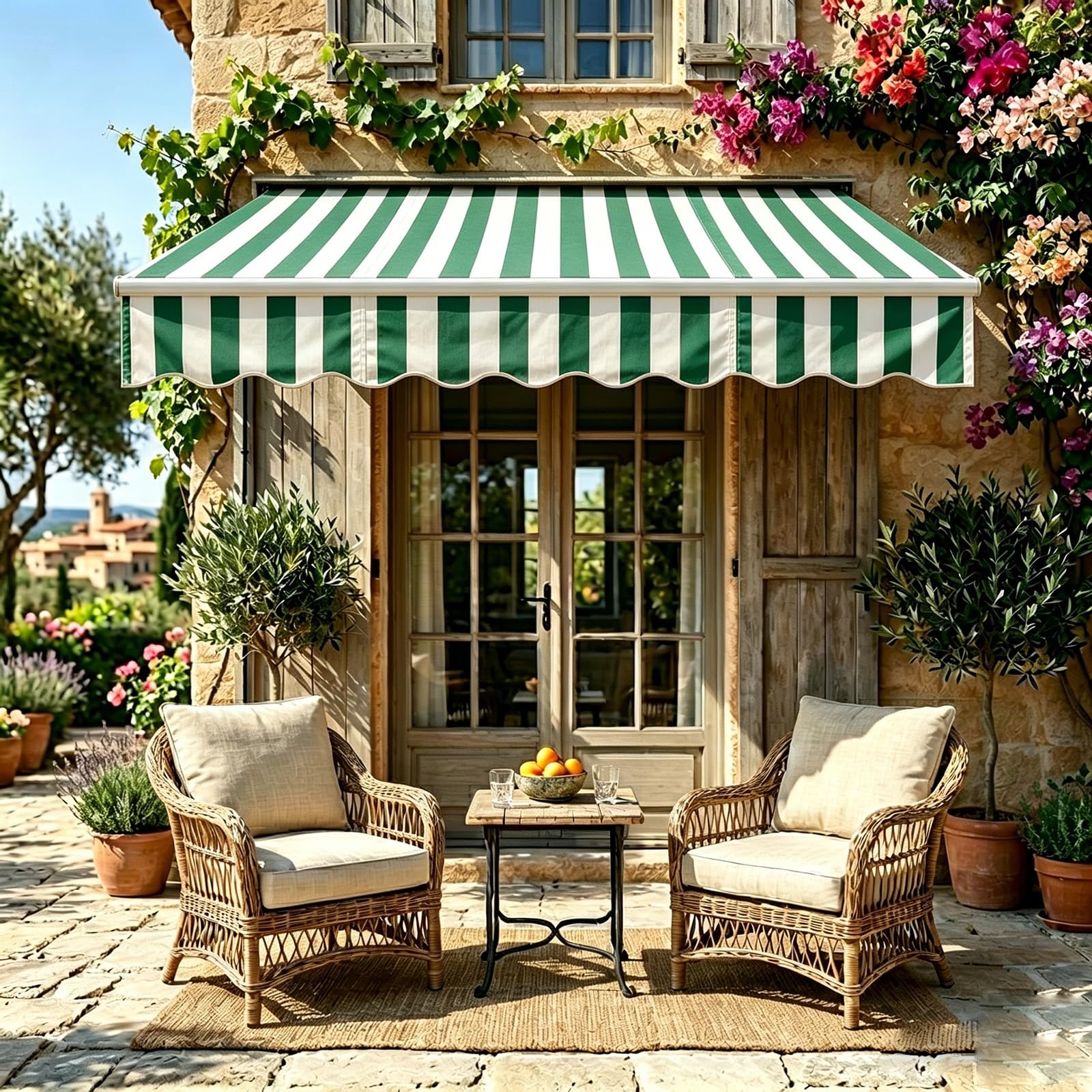 Store Retractable Exterieur，Toile De Remplacement Store Banne，Anti Chaleur Exterieur，Anti UV，Armature Non Incluse, Suitable for Patios and Shops.(Style K,13x9.8ft(3.9x2.9m))