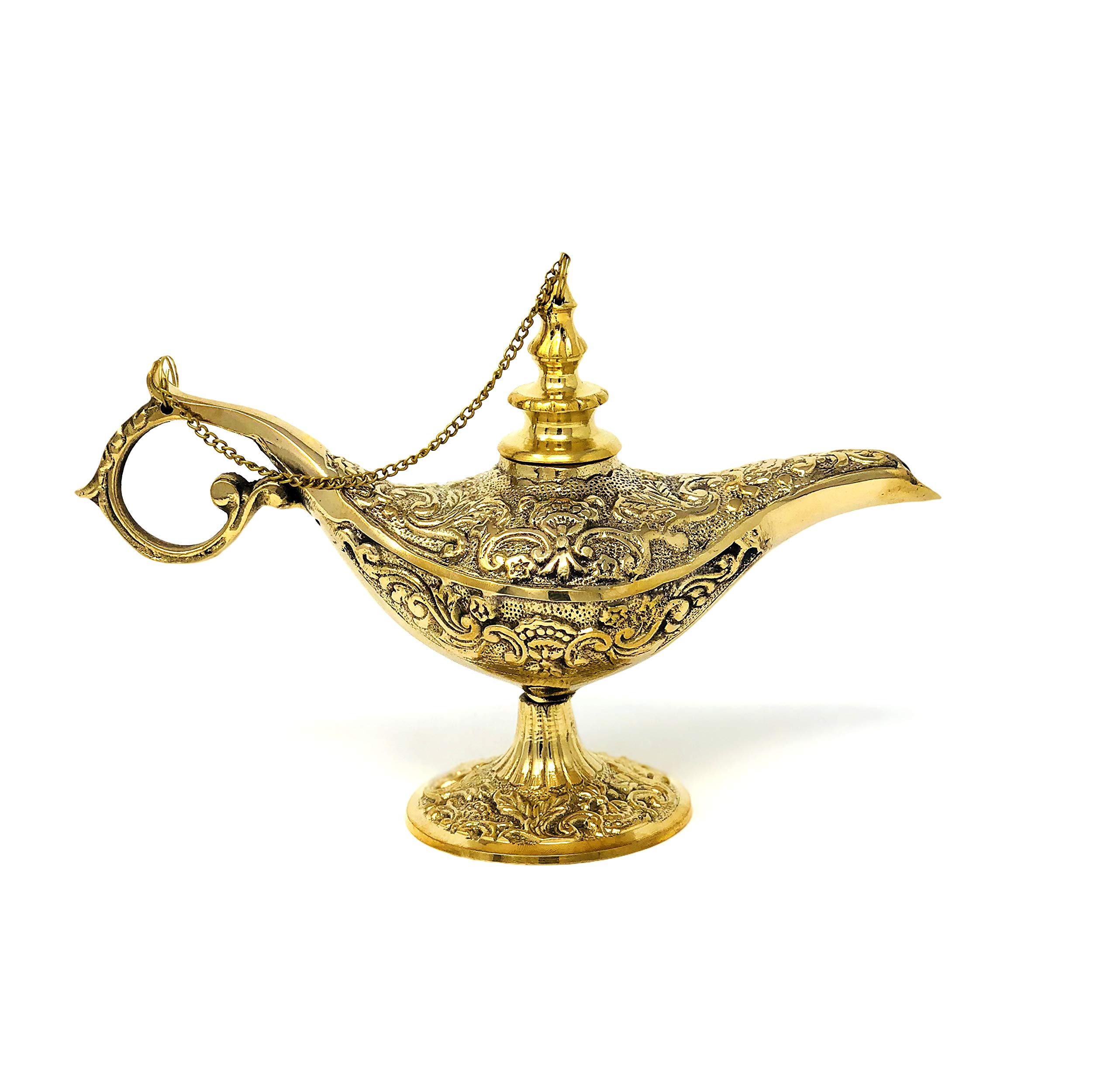 vrinda Brass Aladdin Lamp, Gold Finish 8"-image-34