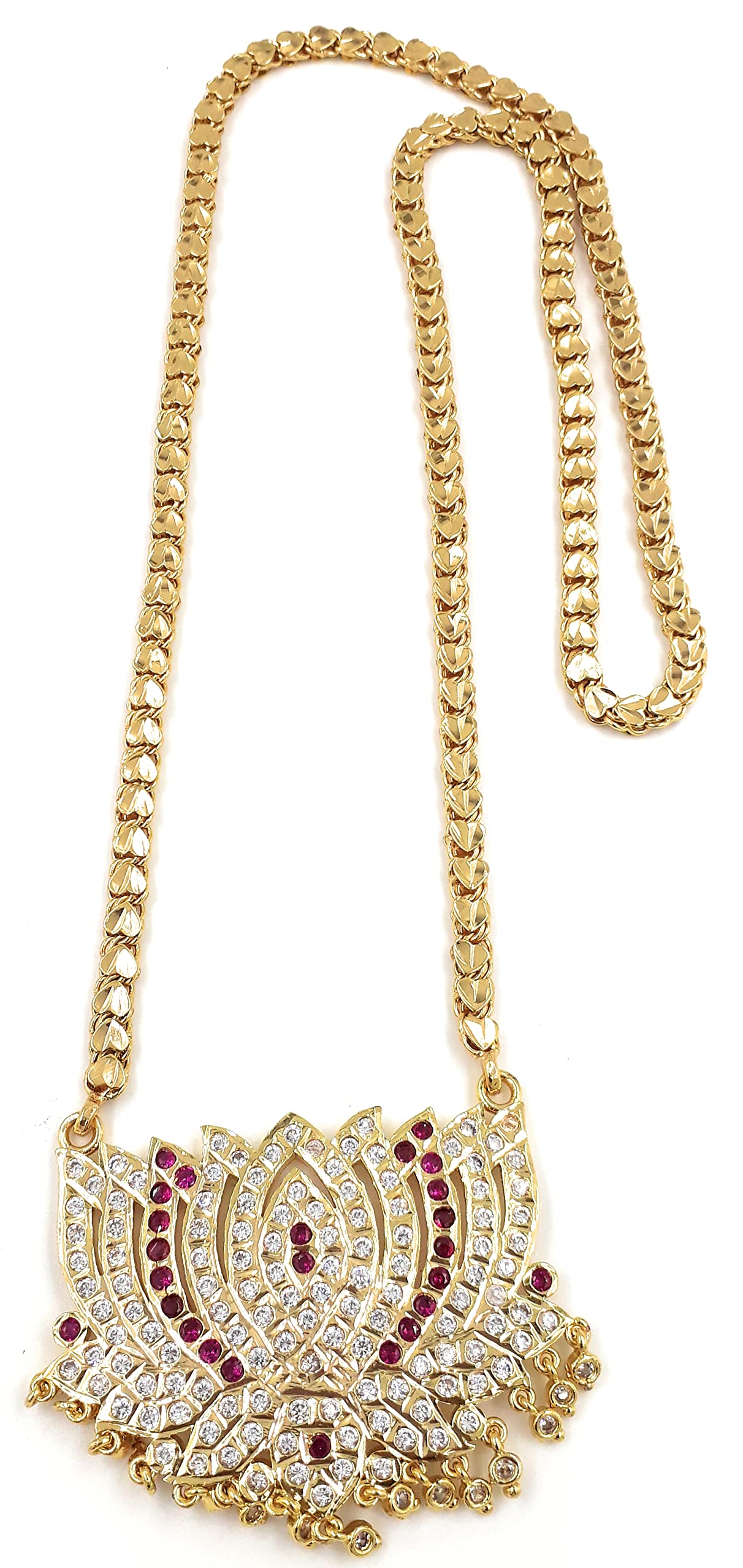 Anujeet Fashion Hub 2048 Latest Stylish Gold Plated Fashion Jewellery Traditional Covering Long Chain With Big Lotus Multicolor Ad Stone Floral Dollar For Women & Girls (B0C2KV2DZ7) Amazon Price History, Amazon Price Tracker