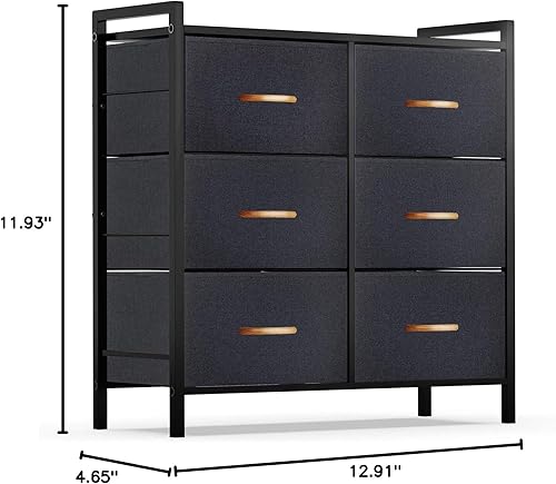 Miniatura 3 de ROMOON Cómoda para dormitorio, cómoda para armario con 6 cajones, cómoda de tela pequeña y cómoda para dormitorio de niños, guardería, sala de