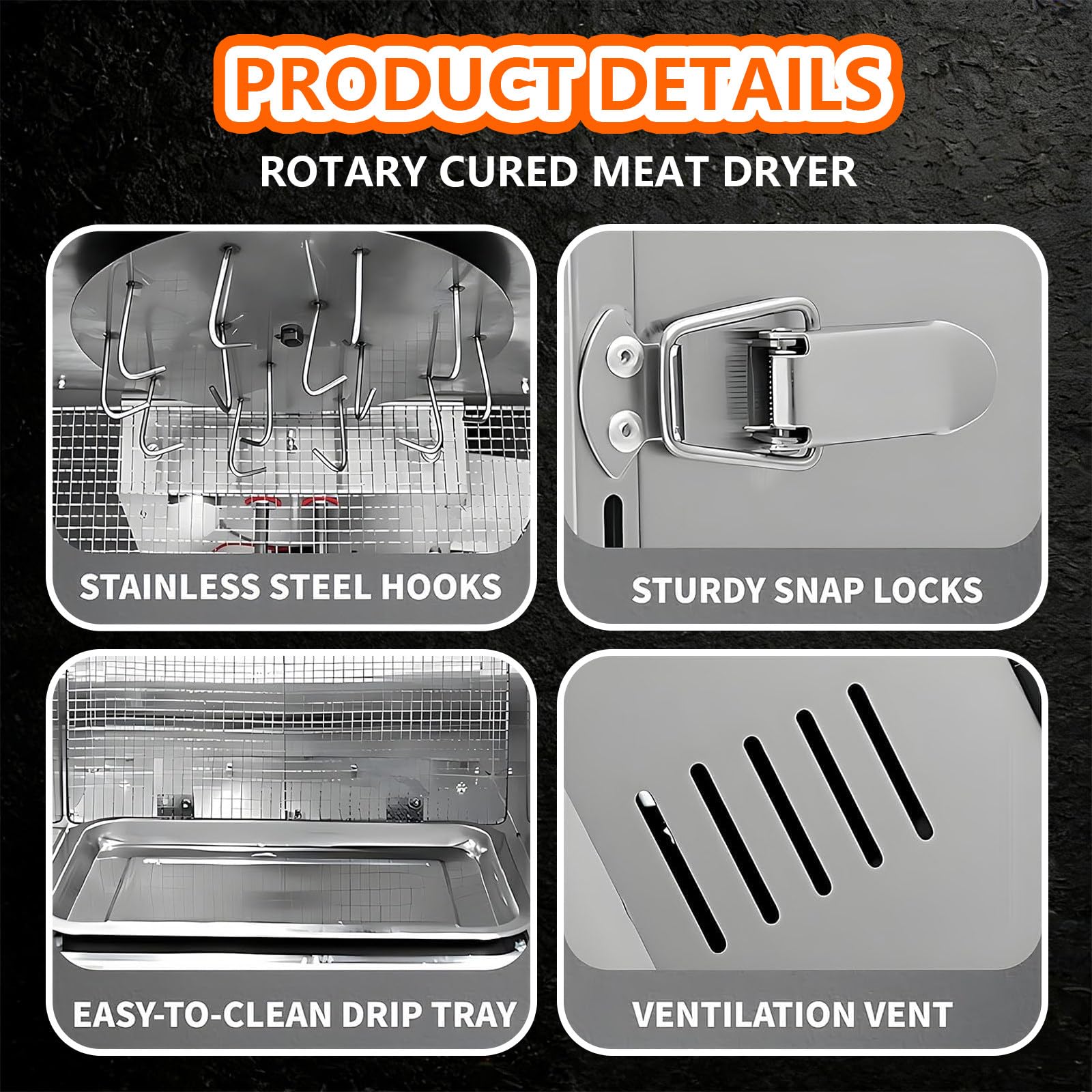 Essiccatore per Carne con Controllo Digitale, Essiccatore per Carne Professionale da 800 W e Essiccatore per Alimenti, 14 Ganci, può Essiccare Uniformemente Salsicce, Carne Secca, Carne, ECC.