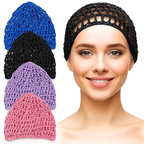 KETAR 4 redes para el cabello para dormir, 5.5 x 7 pulgadas, ligeras, transpirables, de malla de viscosa, suaves, cómodas para uso a largo plazo,