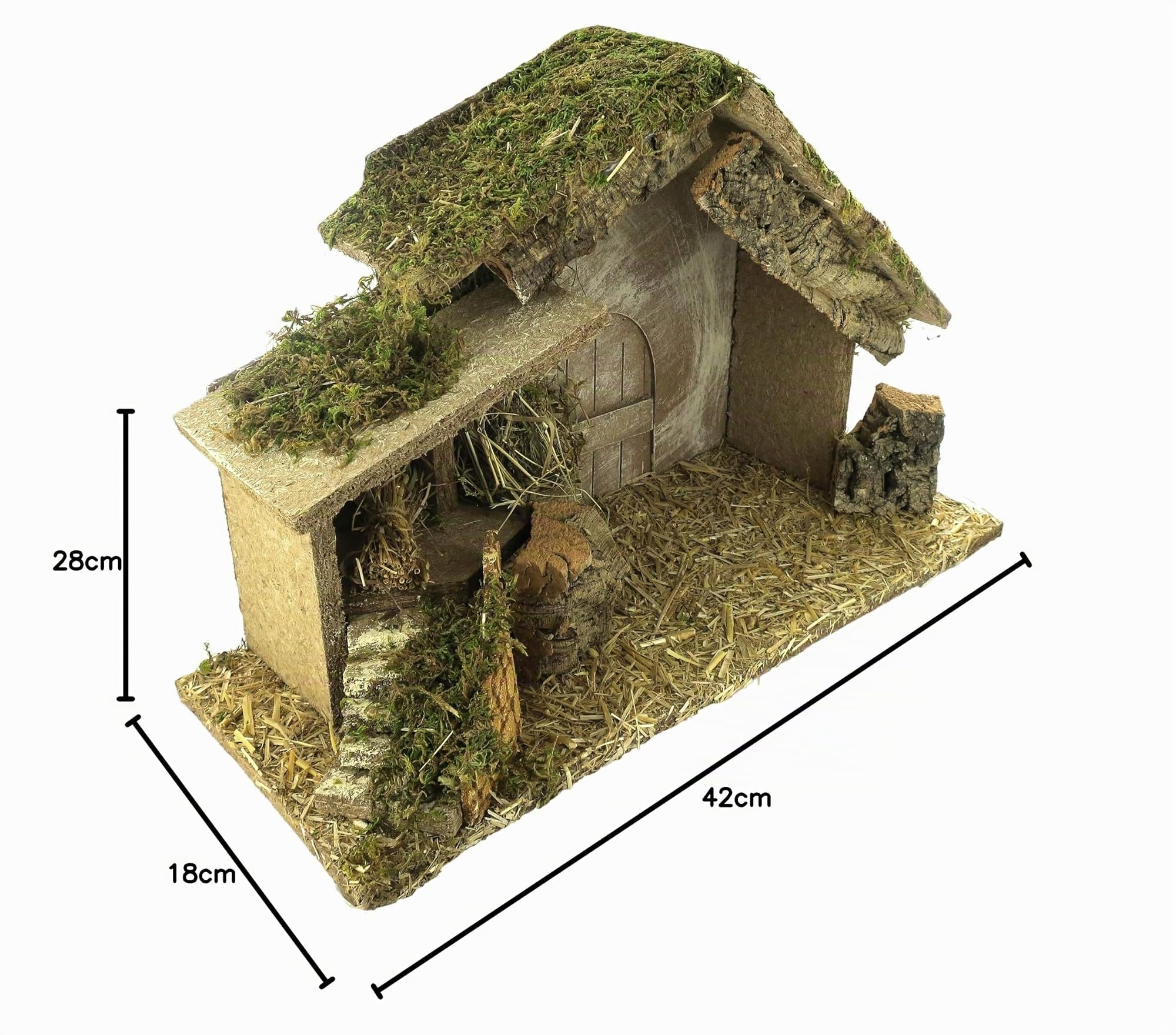 Ferrari & Arrighetti Cabane Vide pour Crèche avec Marches, Convient aux Figurines de 10/12 cm, Bois, Multicolore