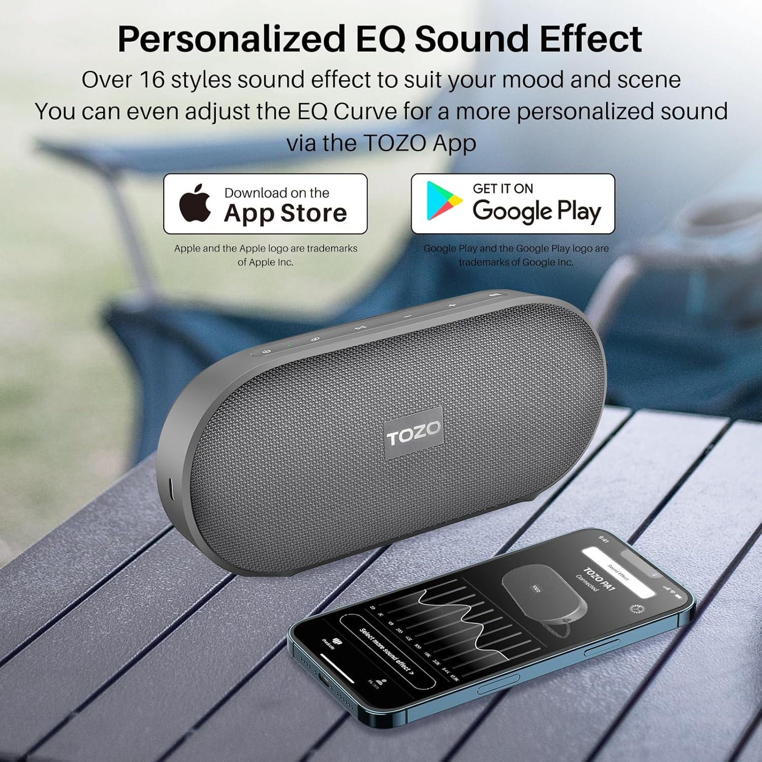 TOZO PA1 Bluetooth Speaker Built-in Microphone Stereo Sound, 25H Playtime, IPX7 Waterproof Shower Speaker, Portable Wireless Speaker with EQ Mode, APP Control, Dual Pairing for Home, Travel, Black - Image 8