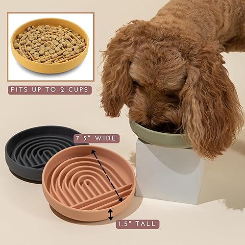 Miniatura 5 de The Slowdown Bowl - Comedero lento de silicona para perros y cachorros, alimentación lenta, diseño moderno de alfombrilla para lamer, reduce el