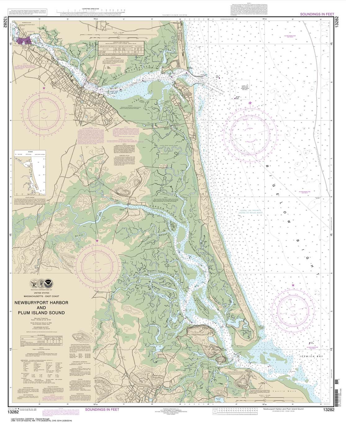 NOAA Chart 13282: Newburyport Harbor and Plum Island Sound 40.5 x 33 (Traditional Paper)