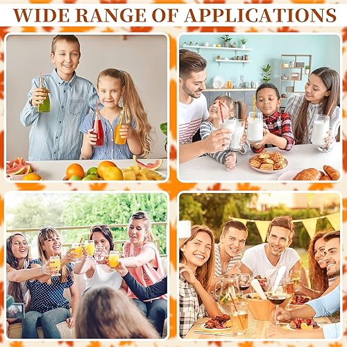 Miniatura 4 de JANYUN 30 popotes de otoño, 9 pulgadas, de placa dura, reutilizables, para Acción de Gracias, hojas de arce de otoño, paja de calabaza para