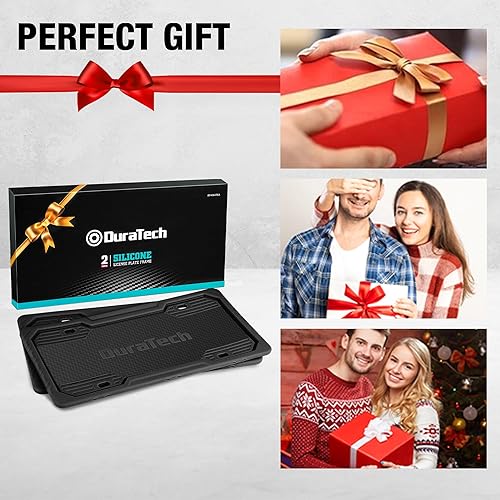 Miniatura 7 de DURATECH Marcos de matrícula de silicona, cubierta de placa resistente al óxido para coche, protector de placa a prueba de sonajero con kits de