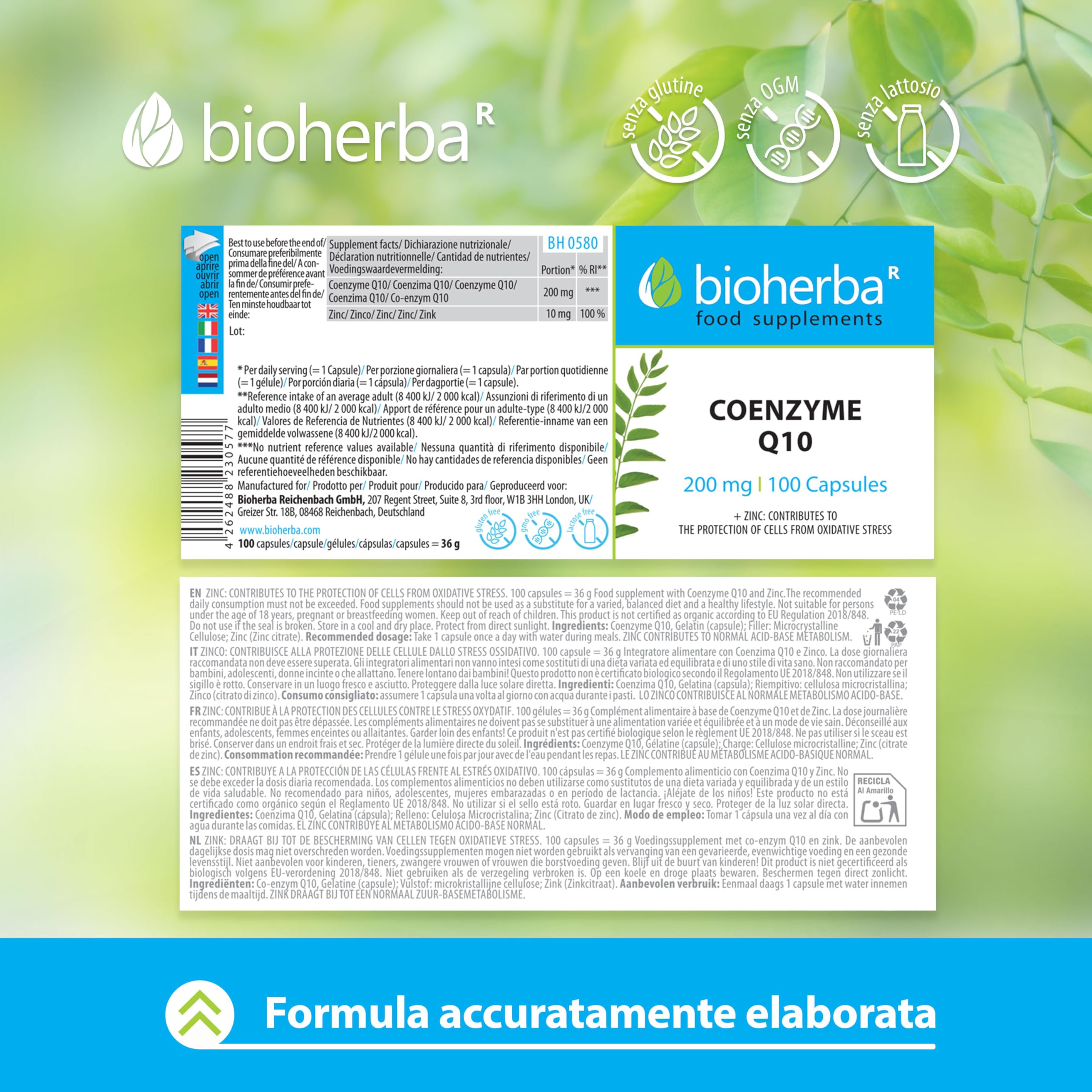 Coenzima Q10 – 100 Capsule da 200 mg | Con Zinco – Integratore Alimentare – Bioherba (1)