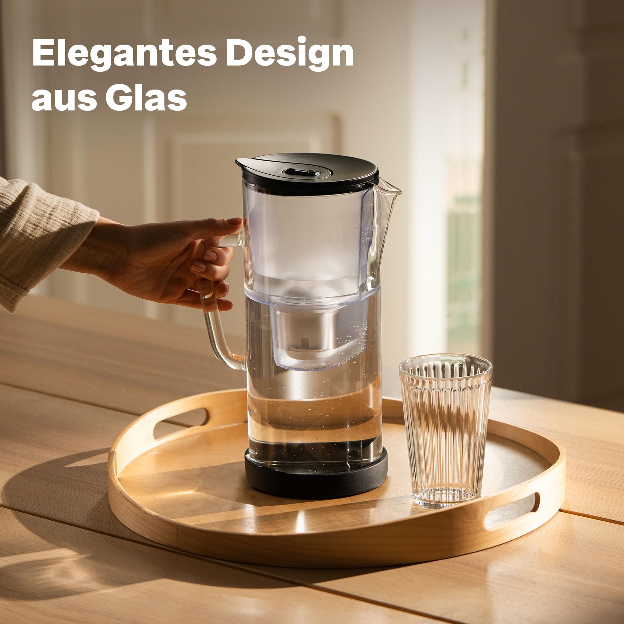 SILBERTHAL Wasserfilter Glas Karaffe 2,7 Liter - Kompatibel mit Maxtra+ - Reduziert Kalk und Chlor im Trinkwasser