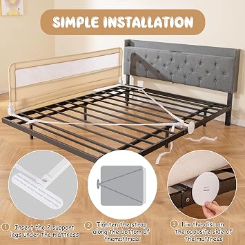 Bed Rail for Toddlers, 180CM Extra Long, Portable Safety Bed Guardrail w/Double Safety Child Lock, Foldable Baby Bed Rail Guard, Fit King & Queen Full Twin Size Bed Mattress (Beige)