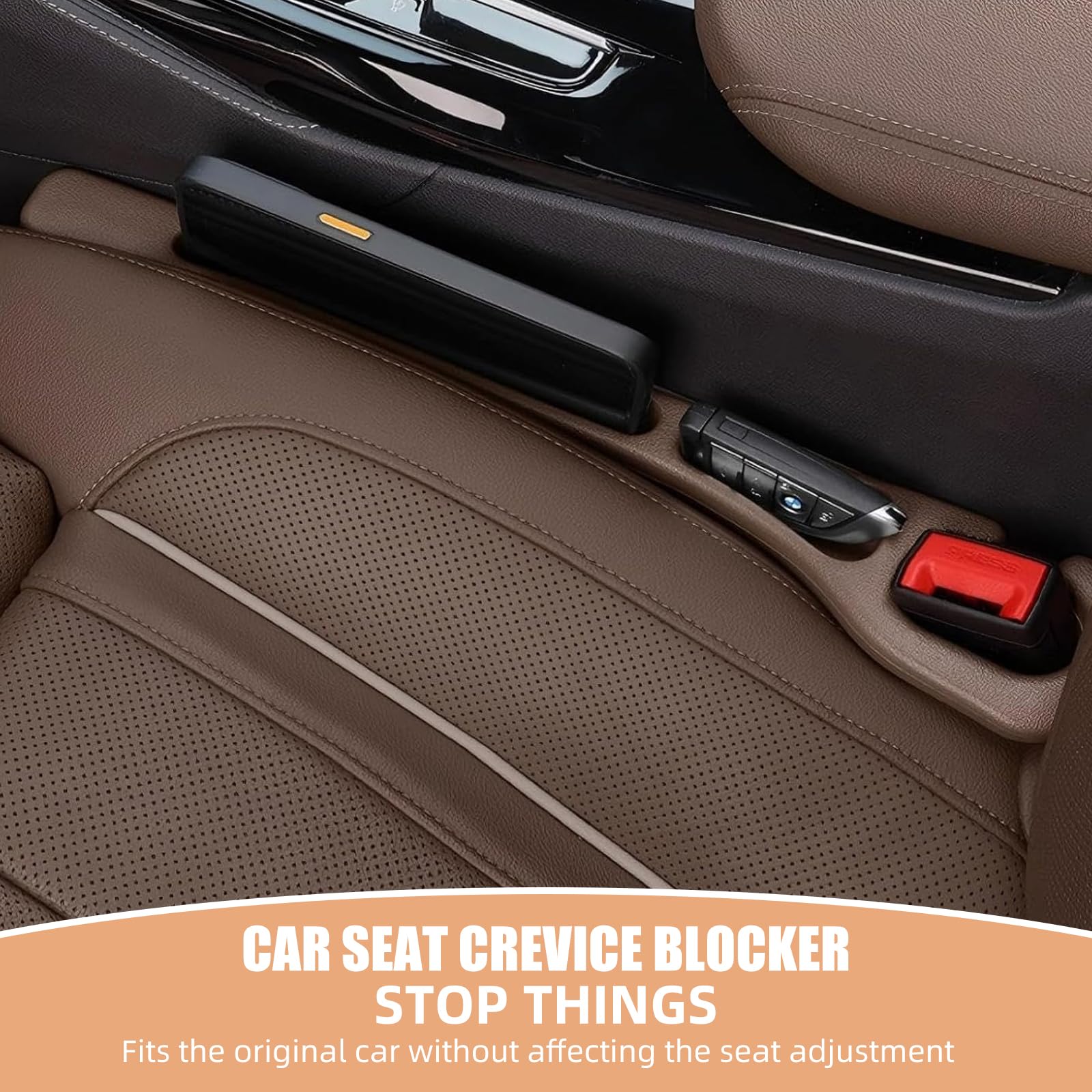 FFKQBH No Drop Seat Guard, Car Seat Gap Filler, Drop seat Gap fillers Between Seat and Console Stop Things from Dropping (Black)