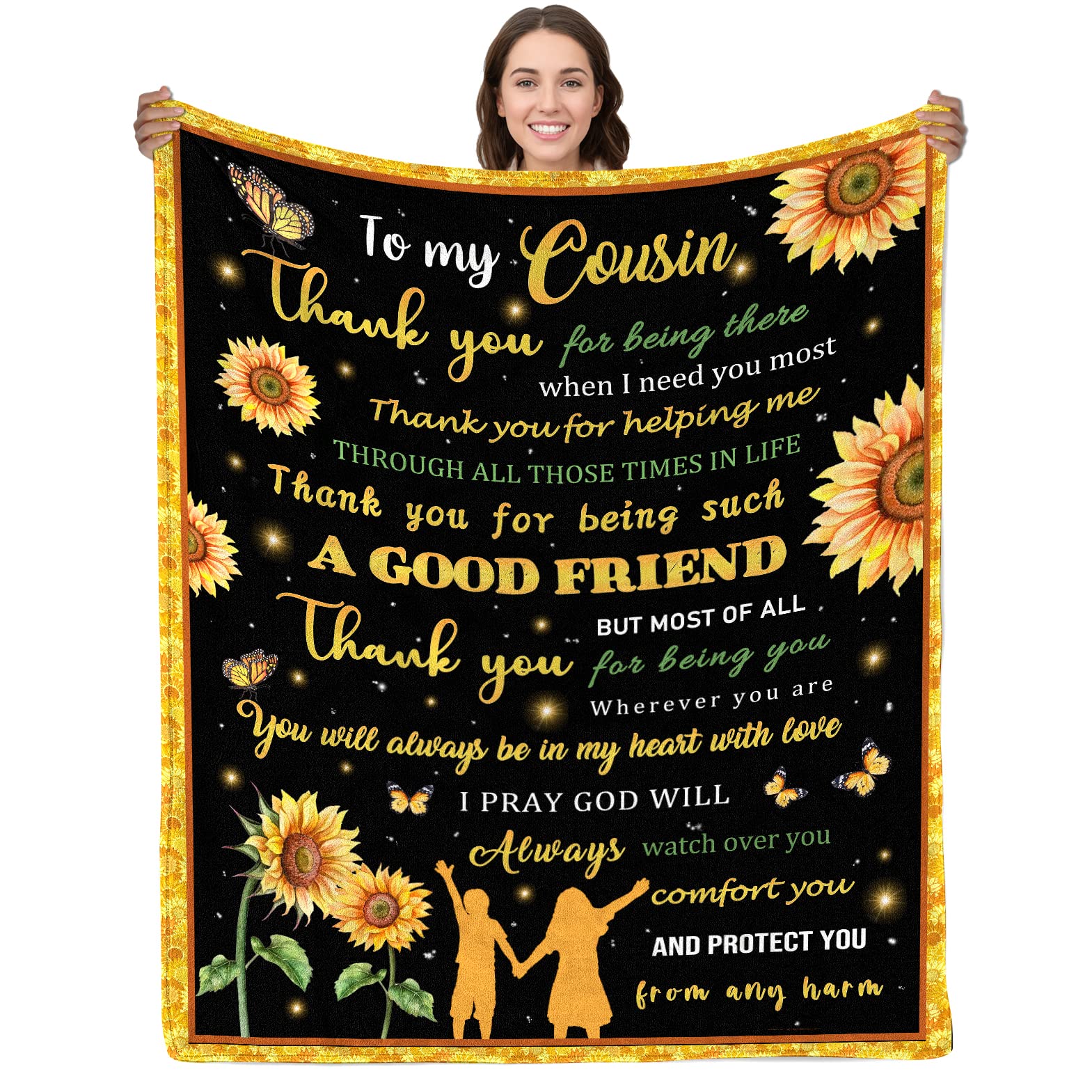 to My Cousin Blanket and Throws Birthday Gifts for Cousin Throw Blankets for Cousin Blanket for Bed Couch Sofa 50X60in