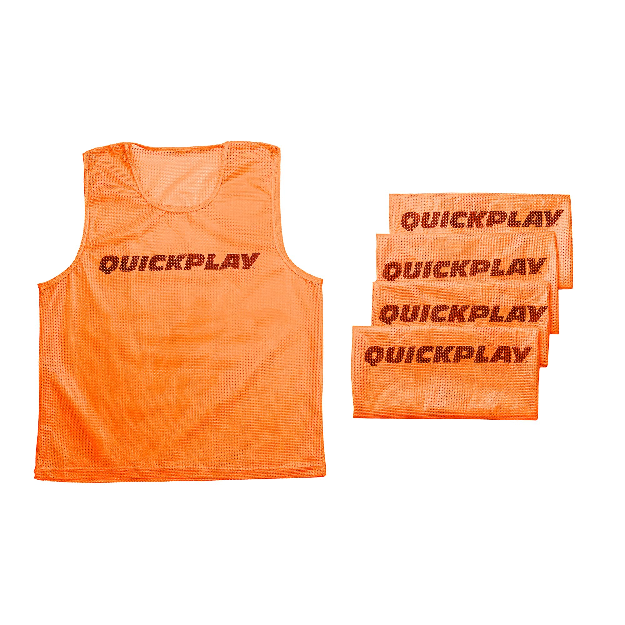 QUICKPLAY Football Training Bibs [5 Pack] Multi-Sport Vests in 6 Colours & 5 Sizes | Ideal for Football and Other Team Sports | for Kids and Adults (Orange, Adult [S/M])