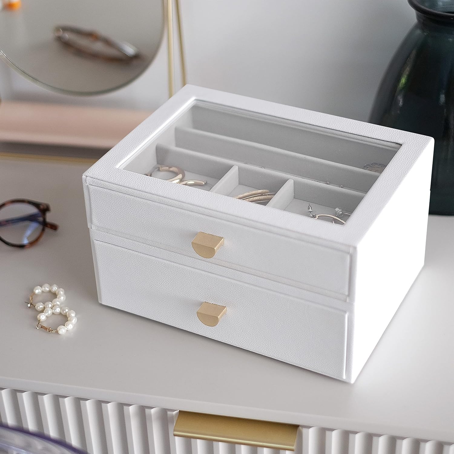 Stackers Pebble White Classic Jewellery Box - Set of 2 (with drawers) - Image 3