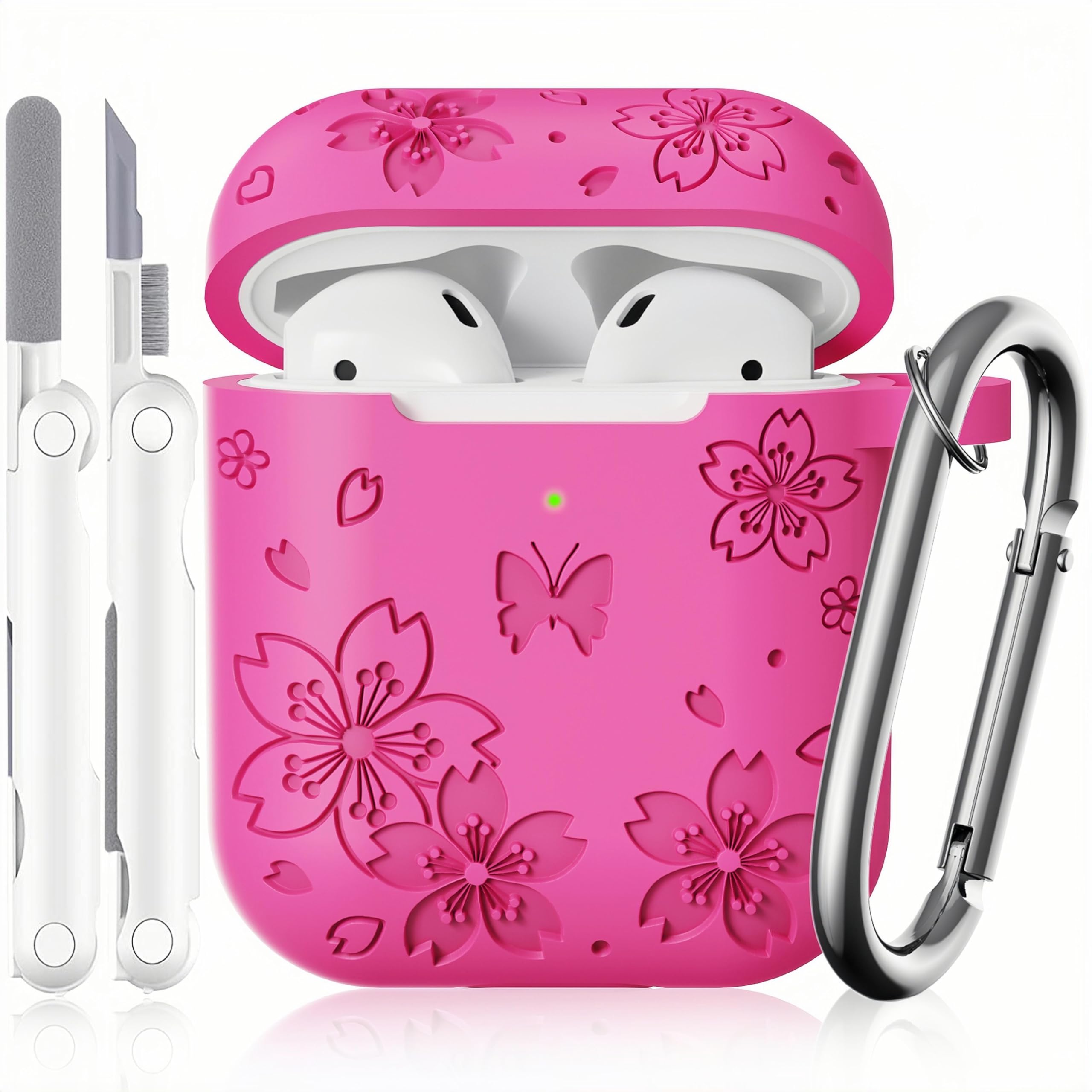 DXITROMI Compatible with Airpod Case - Butterfly Flowers Engraved Design for Airpods Case 2nd/1st Generation - Silicone Case for Airpods 2nd