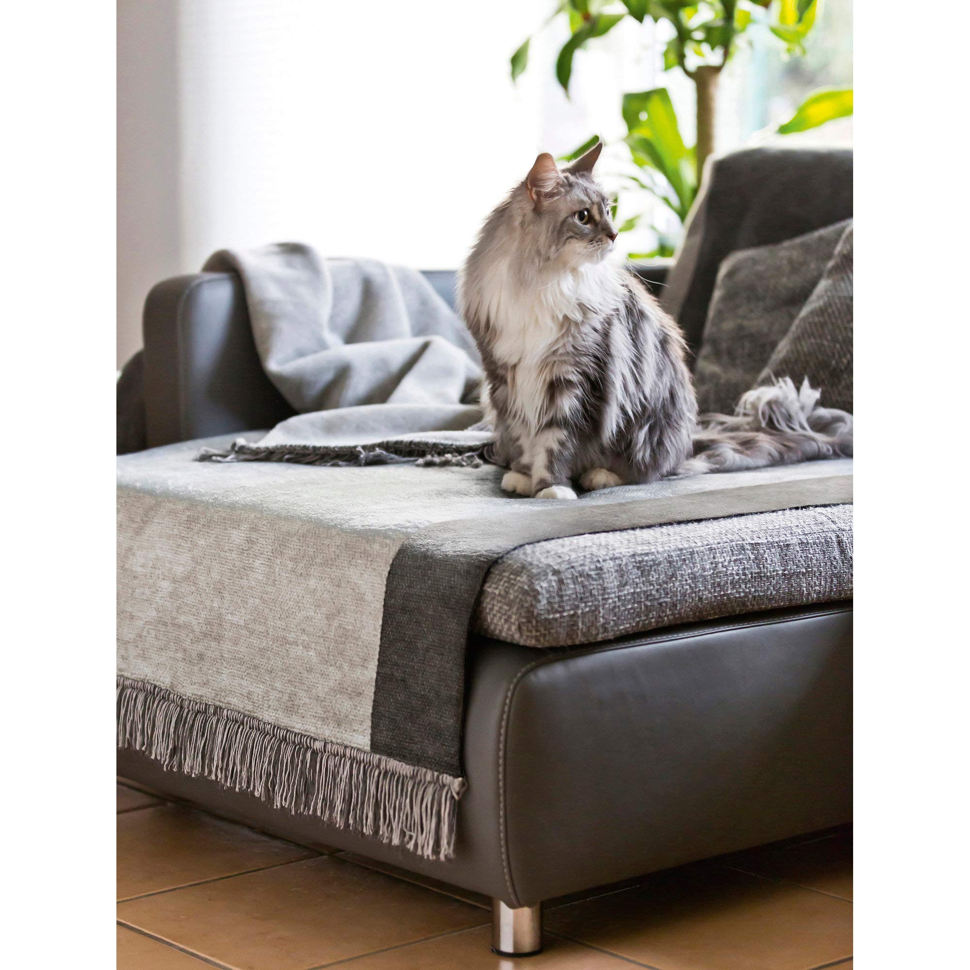 biederlack Sofaschoner Baumwoll-Mischgewebe Silber/grau Größe 100x200 cm