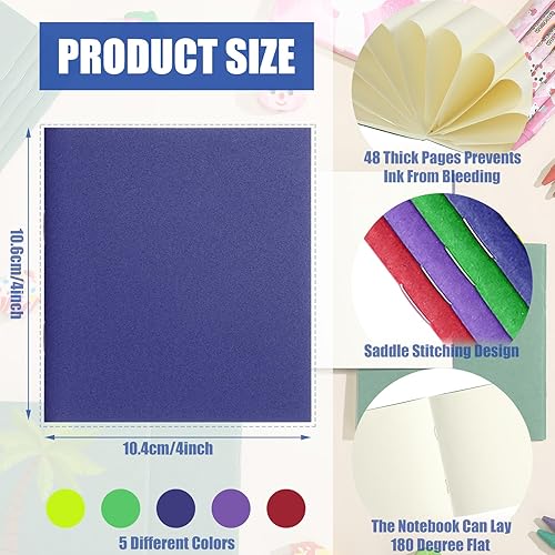 Miniatura 3 de Thenshop Paquete de 50 mini cuadernos de papel kraft de bolsillo a granel de 4 x 4 pulgadas, cuadernos de notas con notas de puntos, bloc de notas