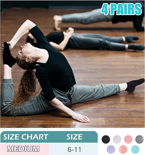 Miniatura 6 de Bevigorio Calcetines de agarre de pilates, calcetines de yoga con agarres para mujer, calcetines de ballet con agarre antideslizante