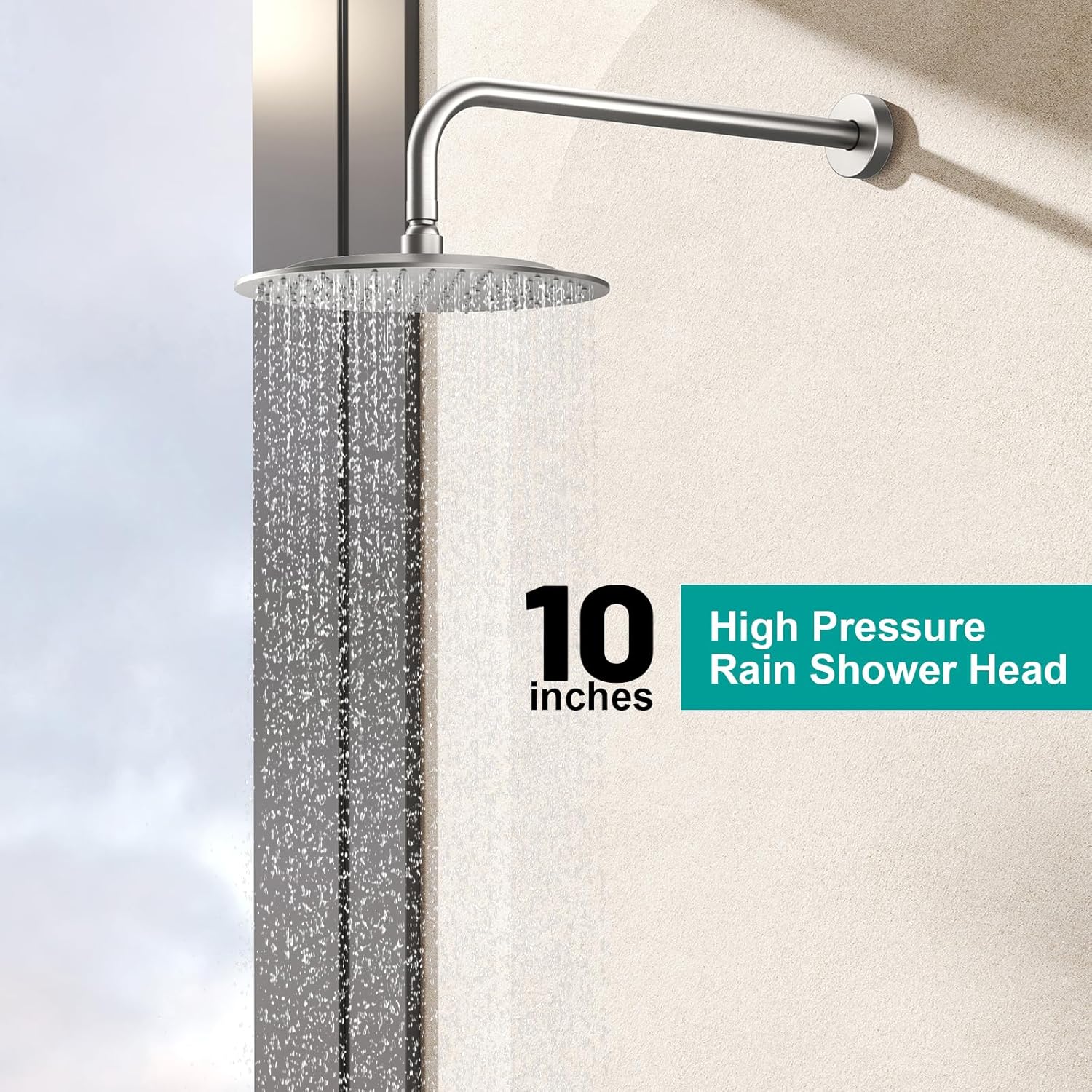 Circle Rain Shower System Faucet Set, Rainfall Brushed Nickel Shower Head and Handle Set, Valve Trim Kit, 10 Inch Rain Shower Head(Brushed Nickel)