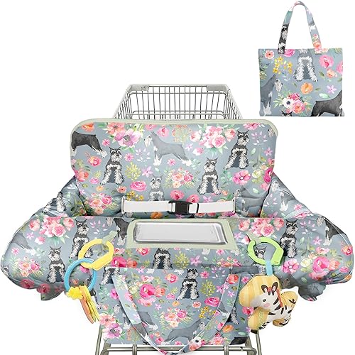 Funda negra para carrito de compras para bebé, funda para silla alta 2 en 1, con arnés de seguridad, multifuncional, patrón de perro, fundas para