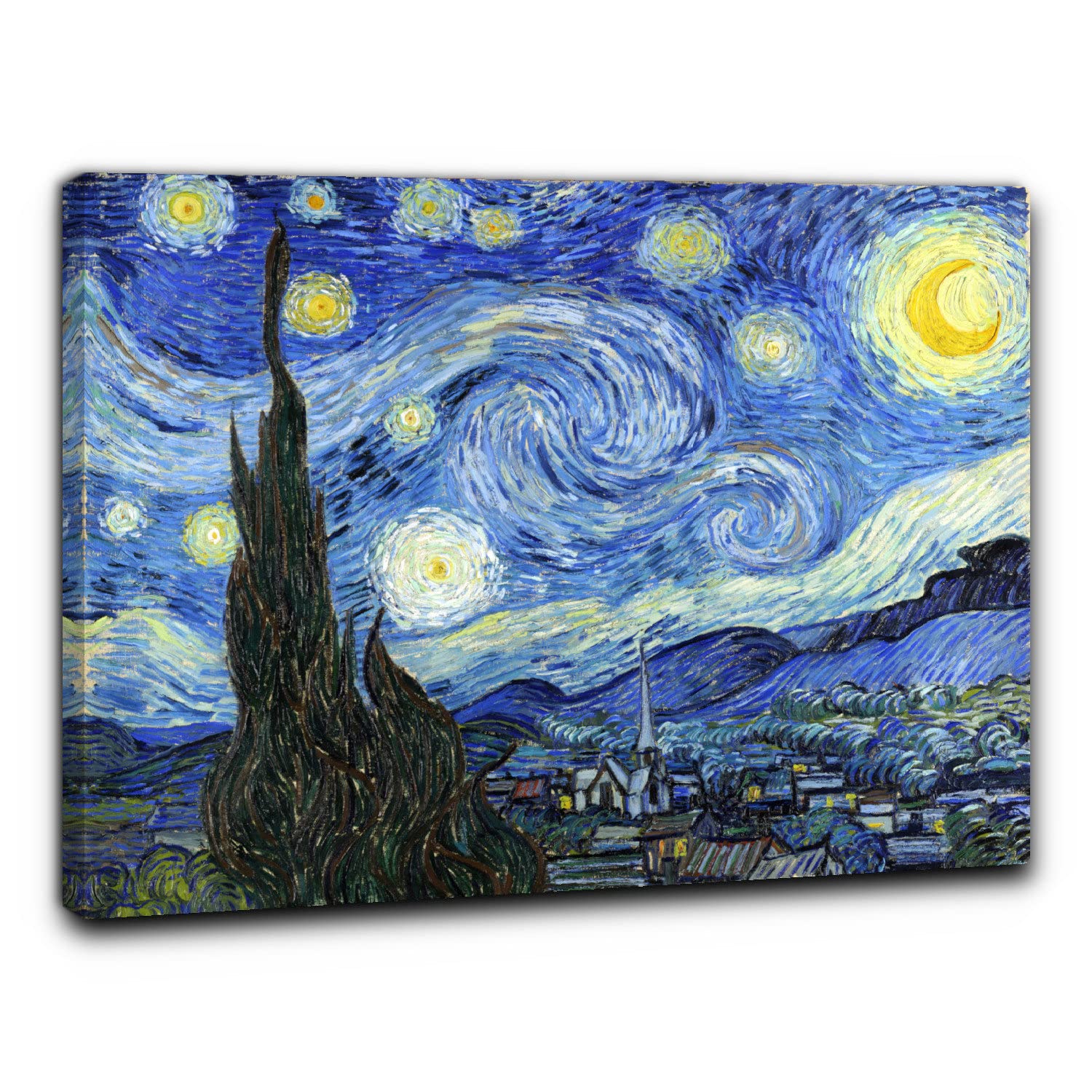 Niik Quadro + Telaio (BC) notte stellata di vincent van gogh 90 x 70 x 1,7 cm falso d'autore stampa su tela