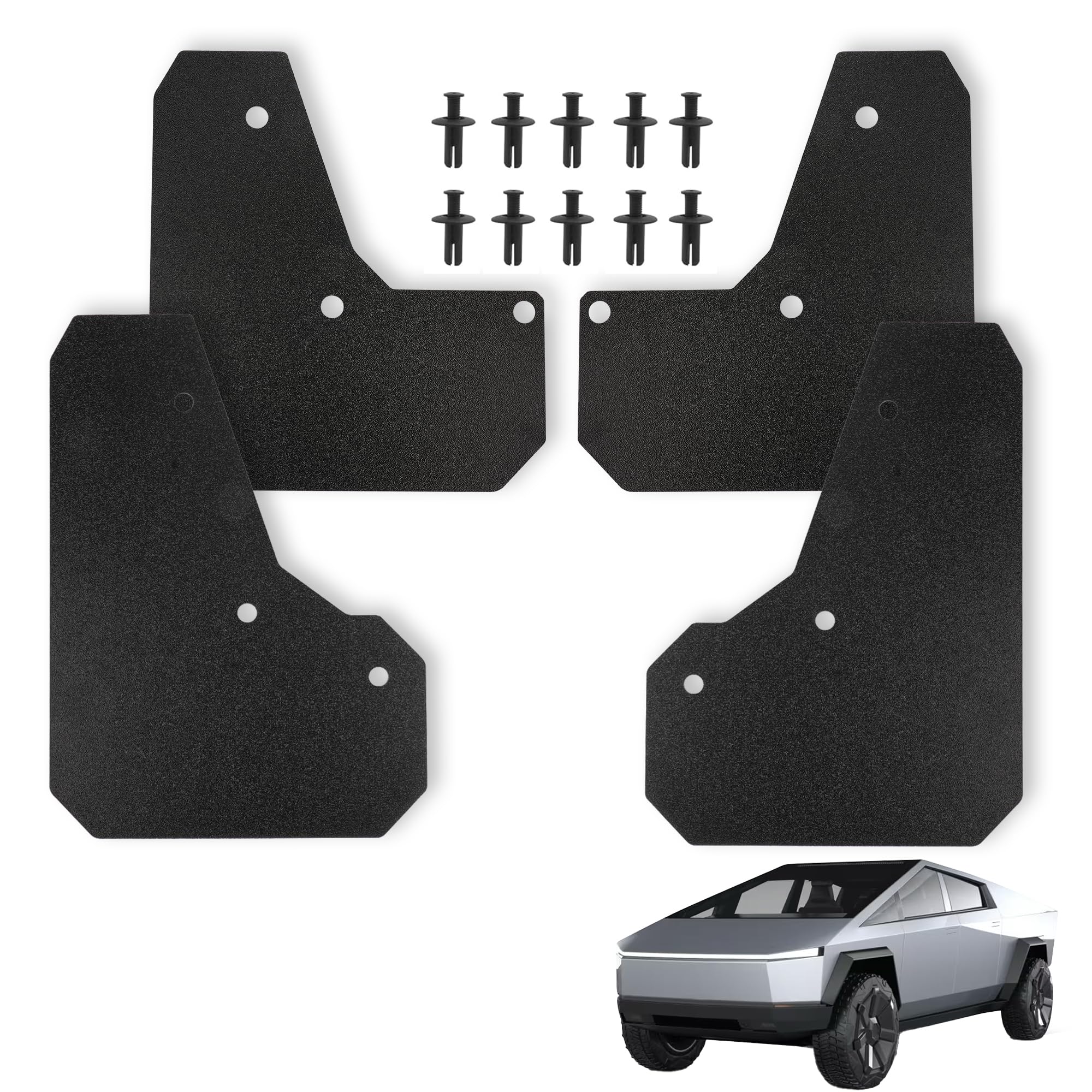 Mud Flaps Splash Guards Compatible with Tesla Cybertruck 2024+ Accessories Front & Rear Set of 4 No Need to Drill Holes