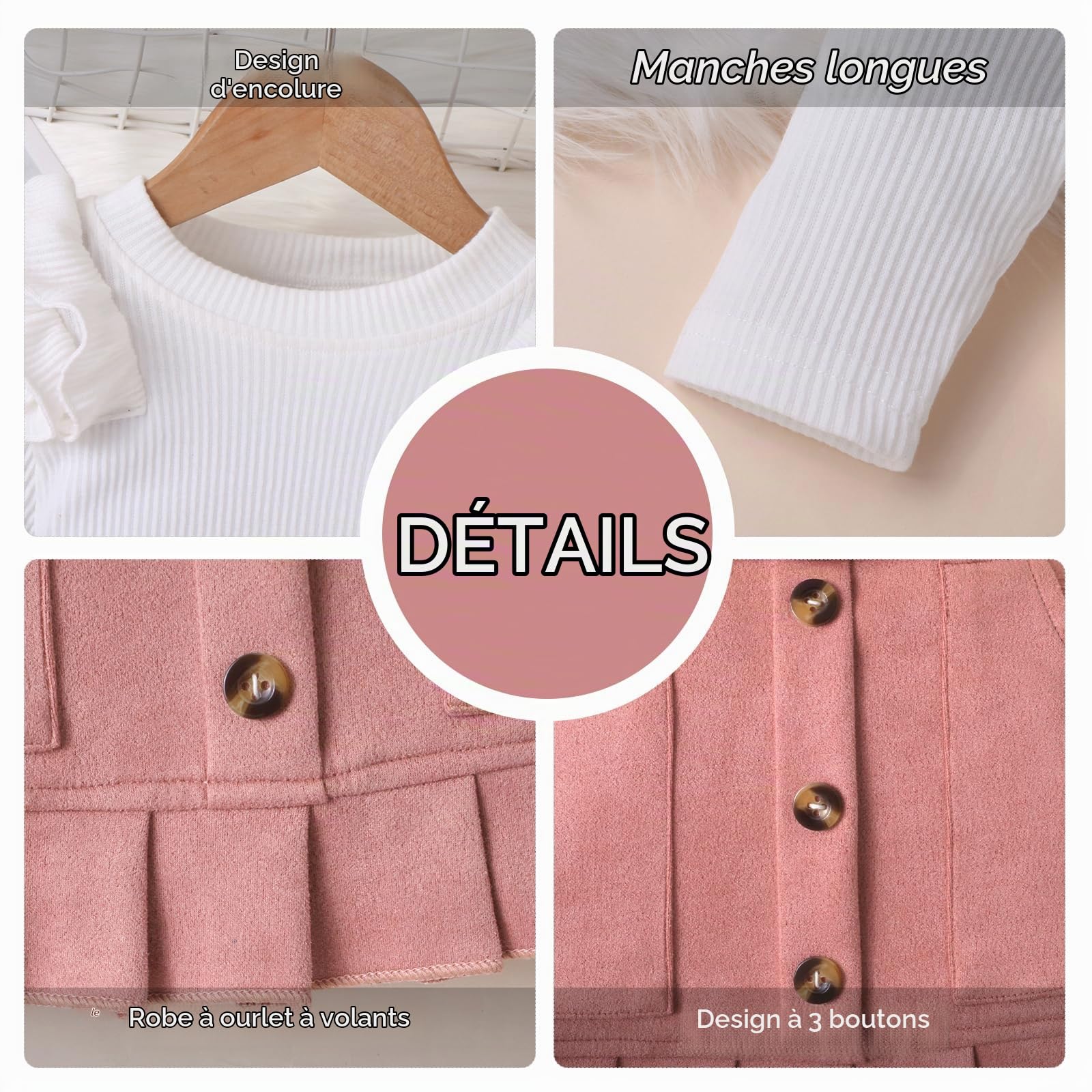 Ensemble Bébé Fille Manches Longues à Volants Tops + Mini-jupe à nœud papillon 2 pièces Robe Globale Vêtements Tenues