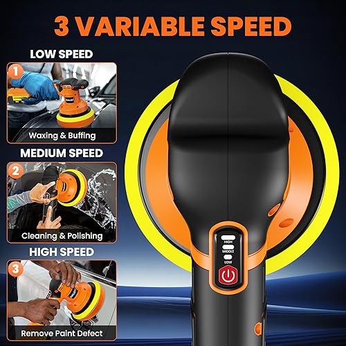 Miniatura 5 de Kit de pulidora inalámbrica para batería DEWALT de iones de litio de 20 V. Pulidora orbital de 6 pulgadas con 3 velocidades variables con 25