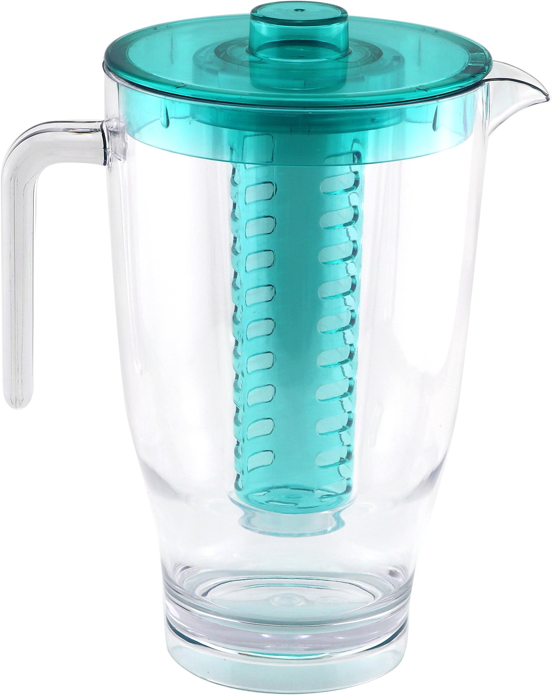 Fruit Infusion Pitcher - Flavor Infuser and Ice Core Included - 2L Capacity - Teal Blue Color