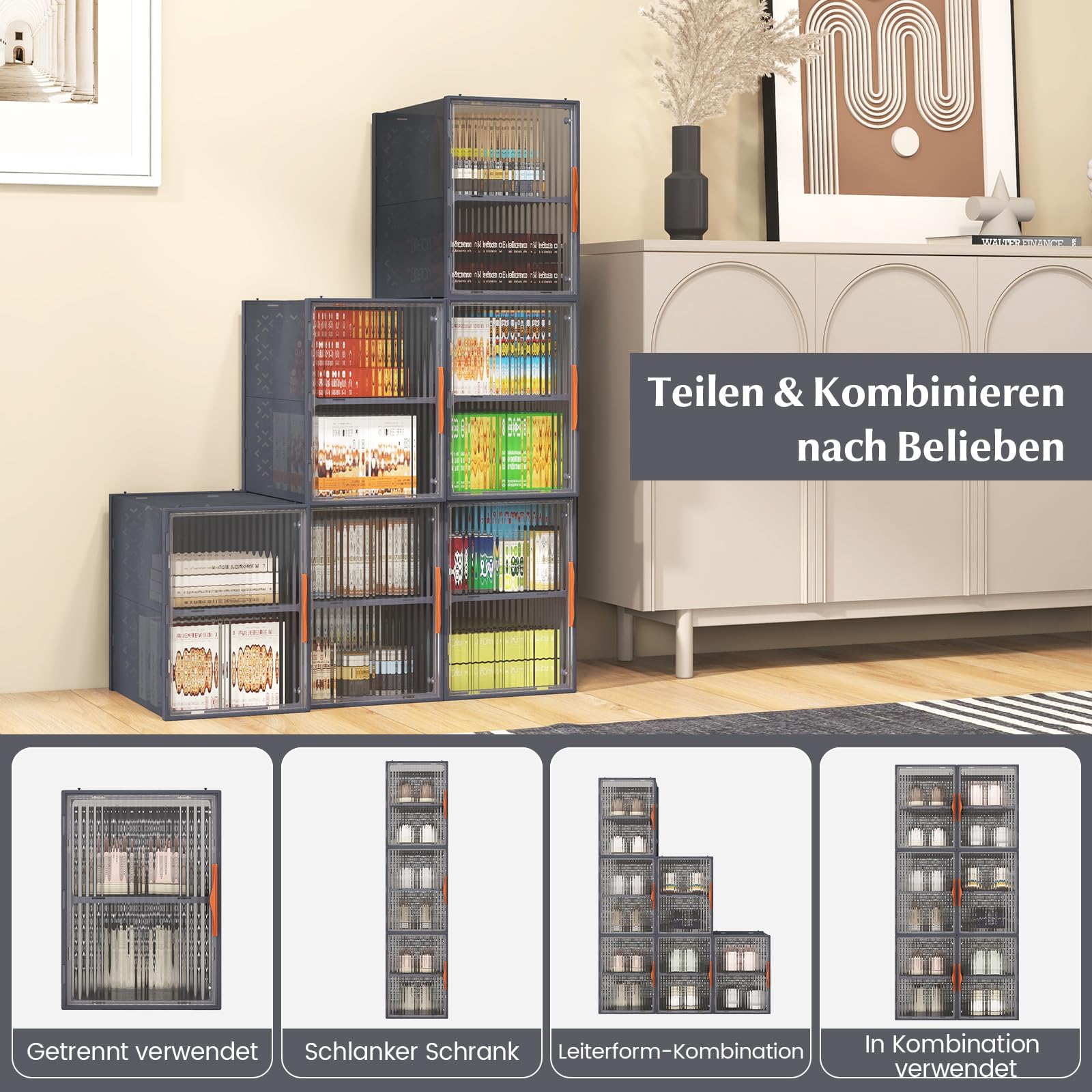 Schoenendozen, schoenenorganizer van kunststof, met deur, doorzichtig