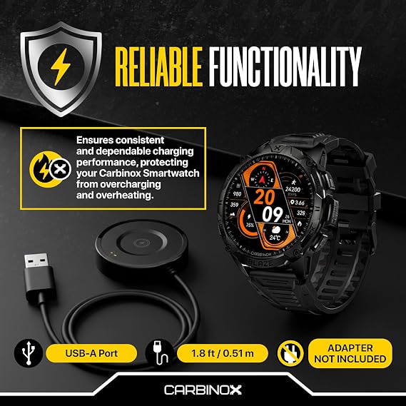 Carbinox USB Charger Compatible for Carbinox Smartwatch - Fast Charging Speed, Sleek Design, Reliable Functionality (Carbinox Blaze R)
