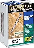 Vista 72 de Deck Plus Tornillos para valla y madera exterior con revestimiento epoxi de 2 pulgadas #8 x 2 Torx/Star Drive Incluido, rosca gruesa, tornillo Rojo
