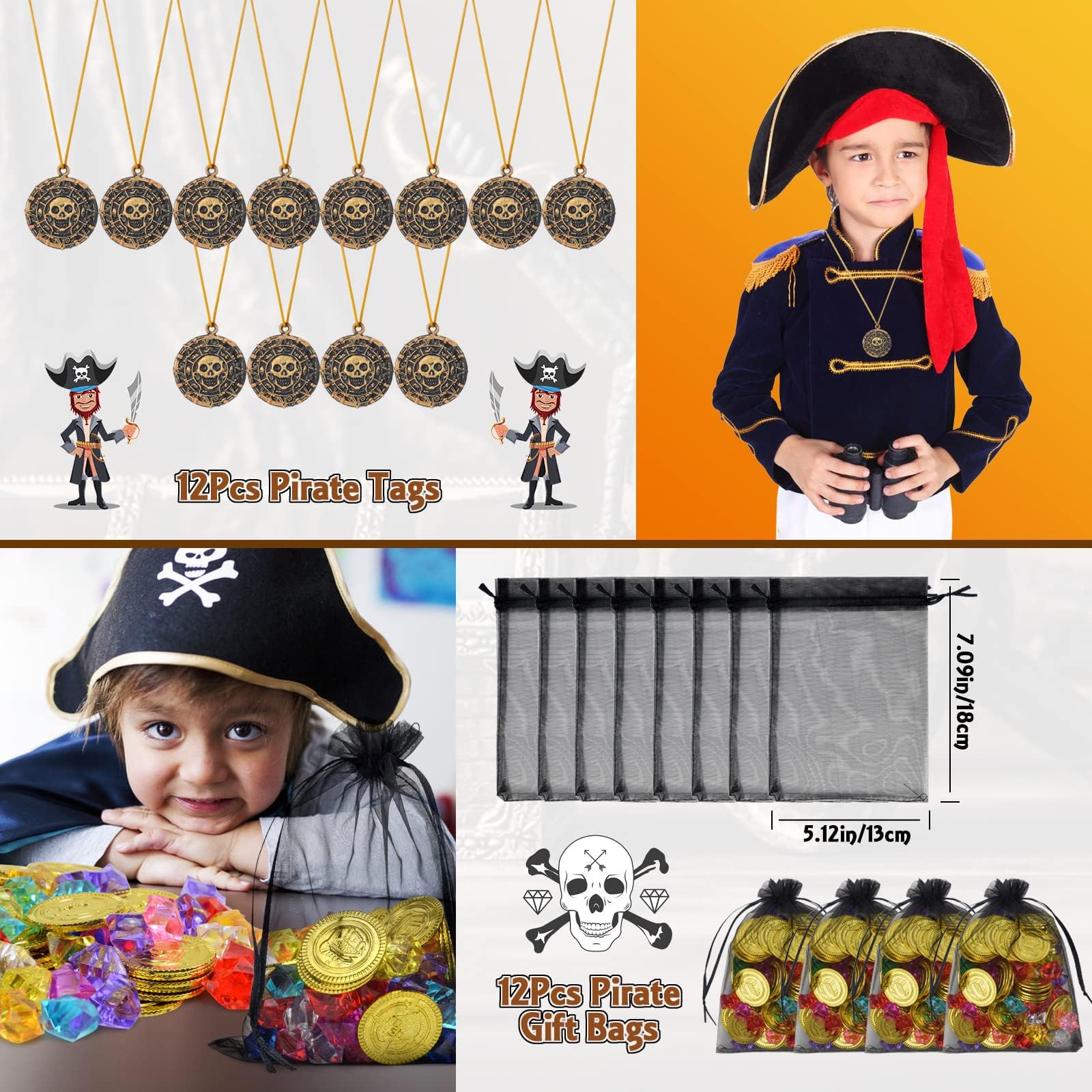 DXLing 154 Pièces Pirate Cadeau Anniversaire Enfants Invites Avec