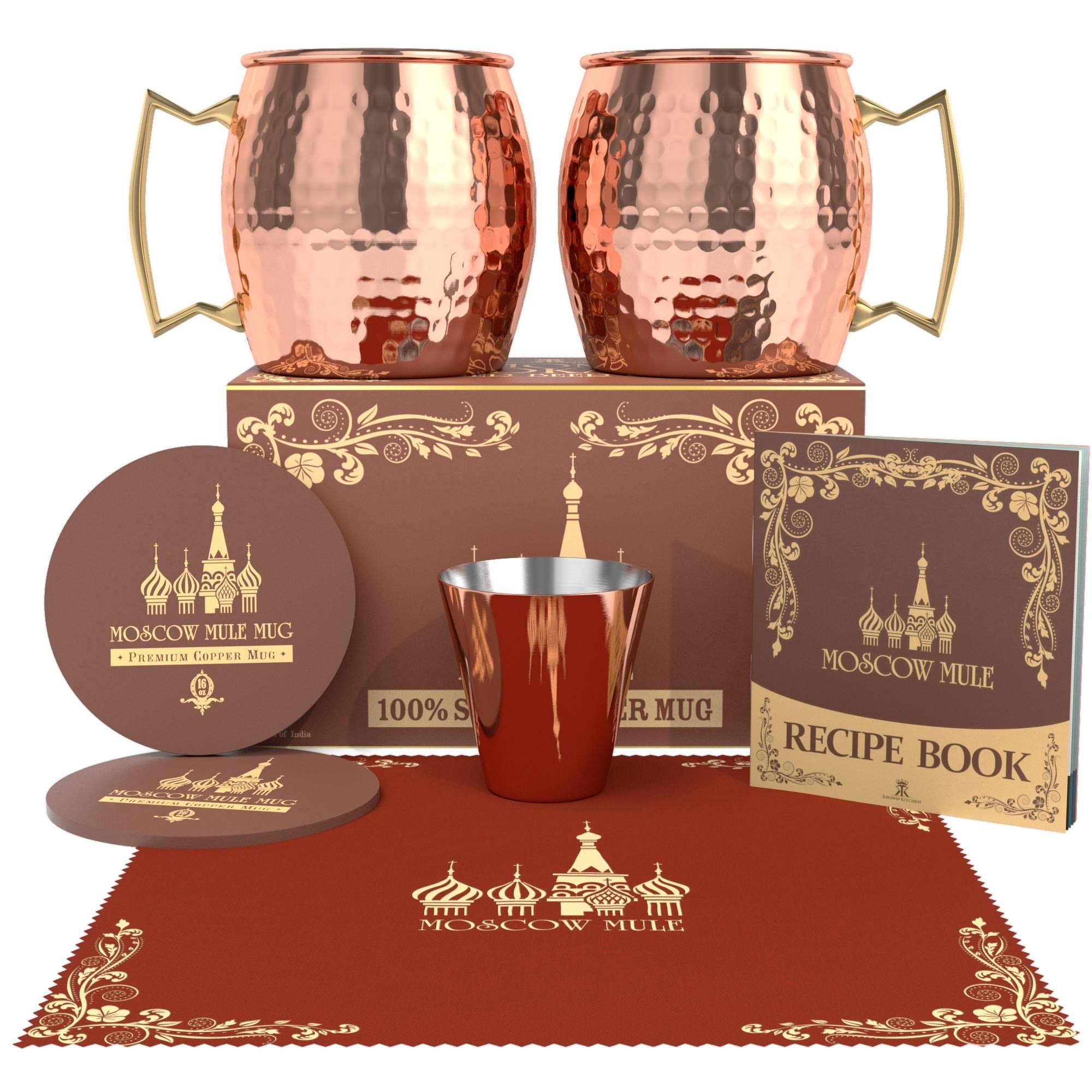 Hammered Moscow Mule Copper Mugs Set of 4 | 16 oz