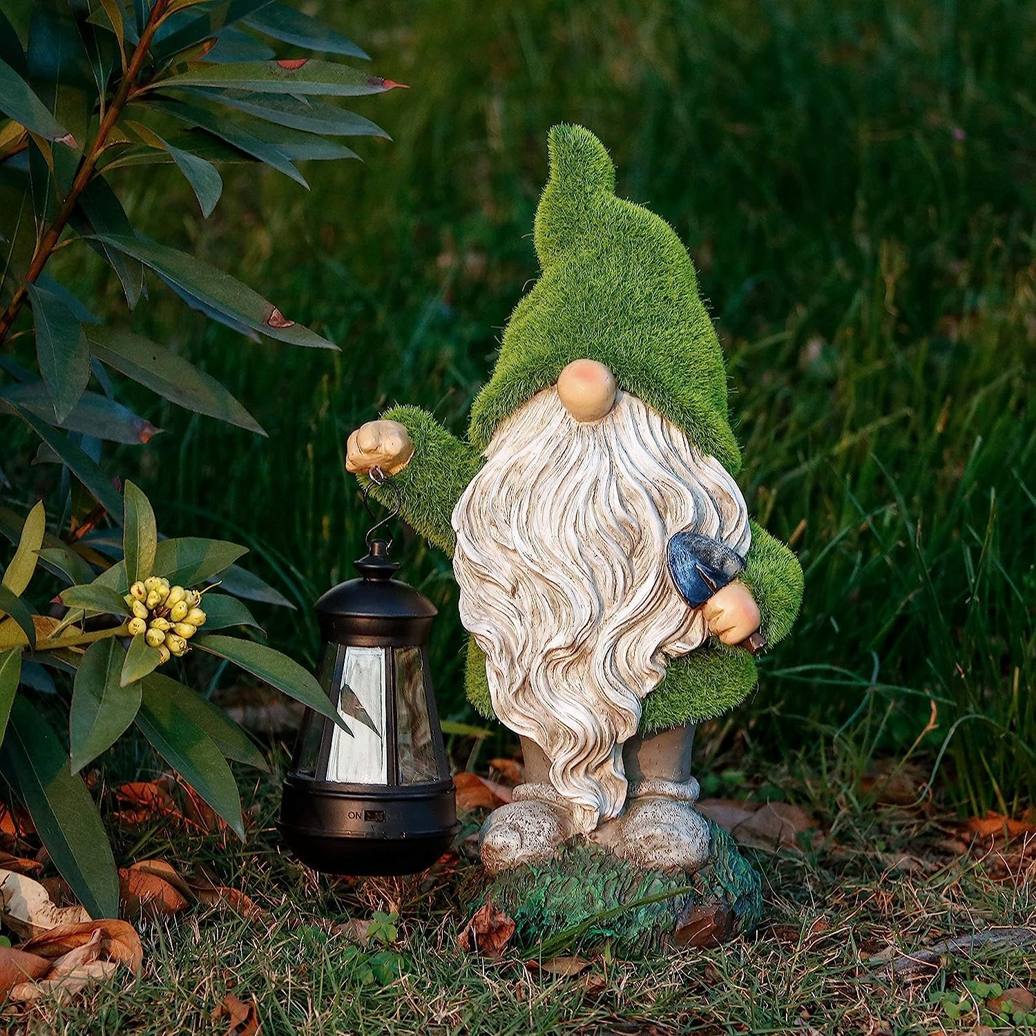 Lustig Gartenzwerg Wetterfest Figur,Figur Zwerg Gartenzwerg Gartenwichtel Groß Deko Zwerg, Gartenfiguren aus Harz Wasserfest Gartenwichtel Garten Deko für Außen Gartenleuchte Balkon