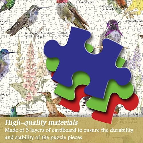Miniatura 4 de Rompecabezas de colibríes para adultos de 1000 piezas en adelante, rompecabezas vintage de pájaros coleccionan flores de colibrí, rompecabezas