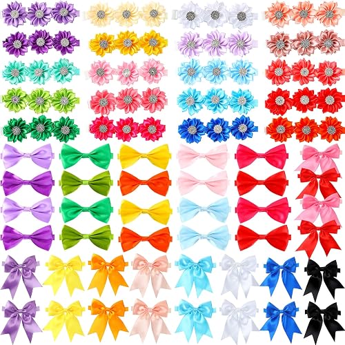 Jexine 60 Pcs Dog Bow Ties Bulk, Adjustable Pet Collar for Dogs Cats