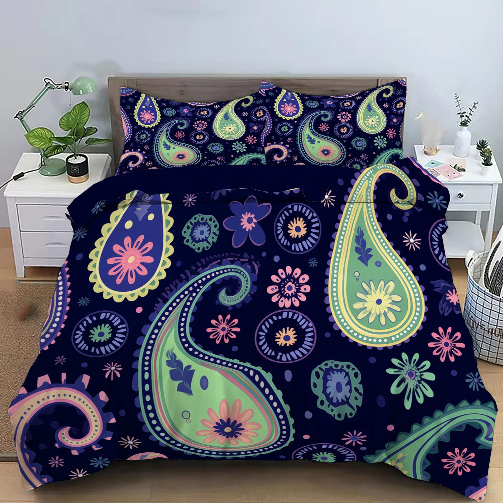 Housse de couette en microfibre douce premium parure de lit imprimé cachemire